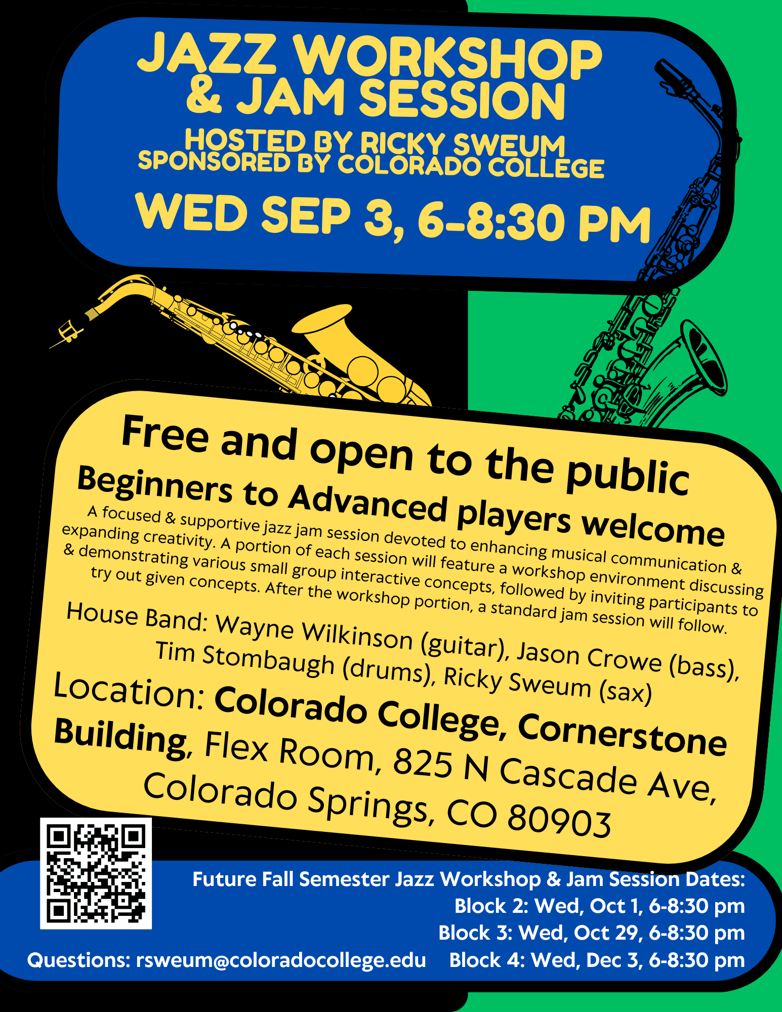 Jazz Workshop & Jam Session, hosted by Ricky Sweum poster
