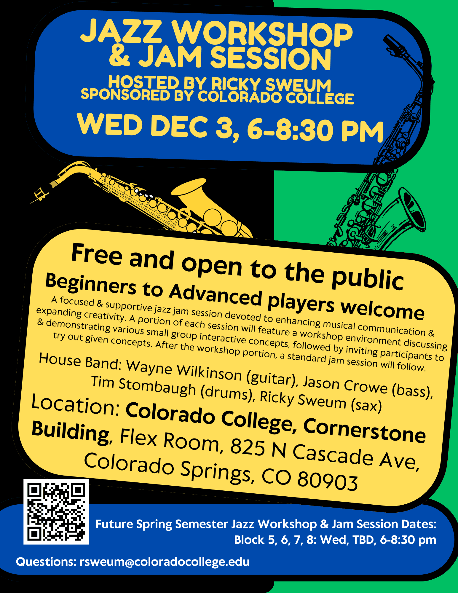 Jazz Workshop & Jam Session, hosted by Ricky Sweum poster
