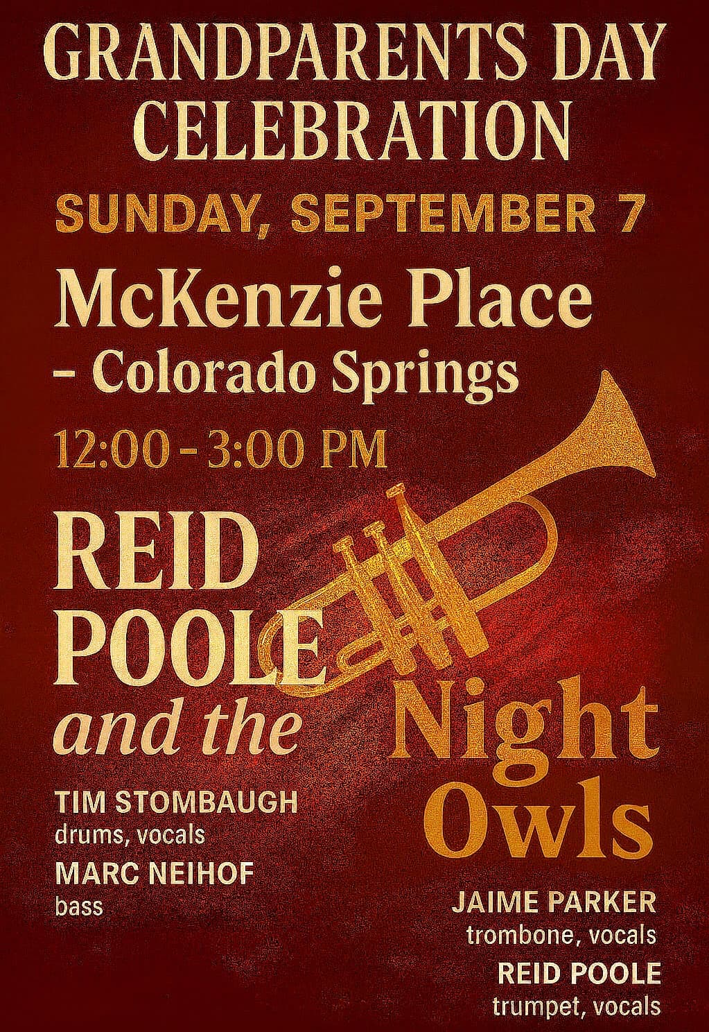 Grand Parents Day Celebration With Reid Poole and the Night Owls!! poster