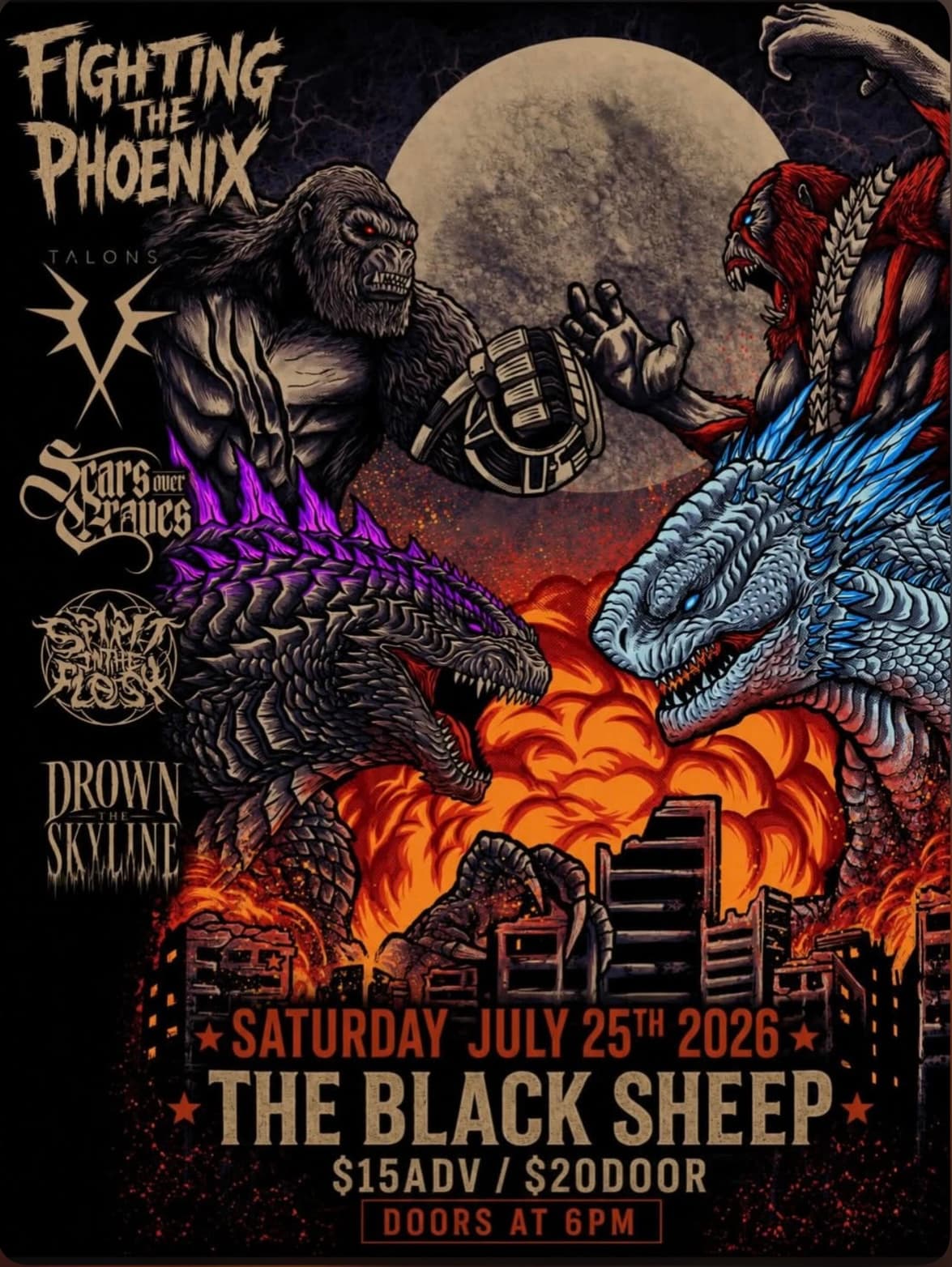 5 bands one in night poster
